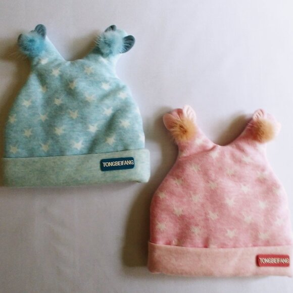 Tongbeifang 2 Star Print  Hats 0-3 Months - Picture 10 of 10